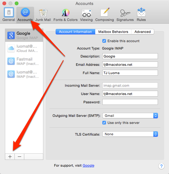 Google apps imap settings mac mail aol email